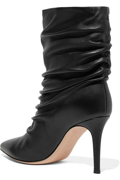 Shop Gianvito Rossi Cecile 85 Ruched Leather Ankle Boots In Black