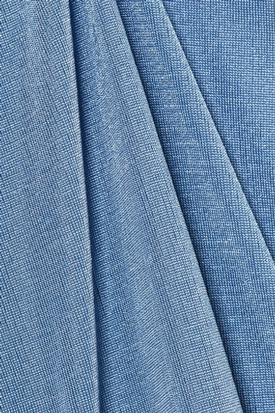 Shop Alix Elridge One-shoulder Stretch-jersey Thong Bodysuit In Light Blue