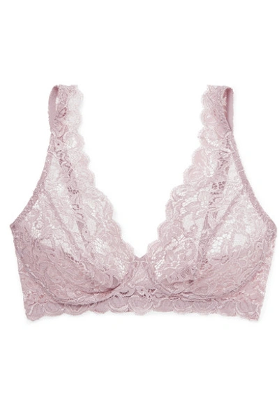 Shop Hanro Moments Stretch-lace Underwired Soft-cup Bra In Light Gray