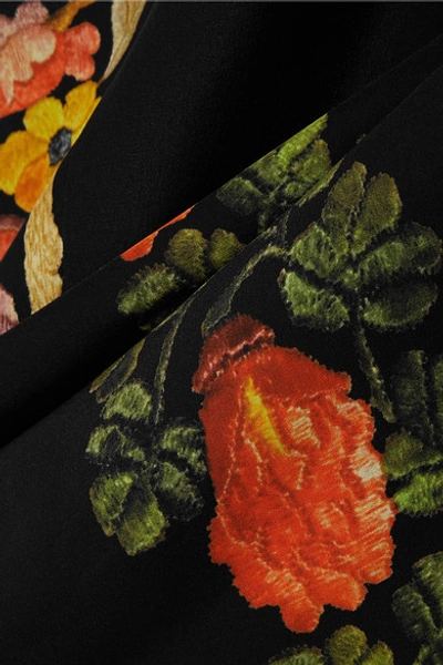 Shop Etro Crochet-trimmed Printed Silk Crepe De Chine Dress In Black