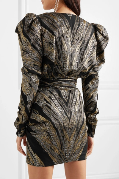 Shop Dundas Ruched Metallic Fil Coupé Crepe Mini Dress