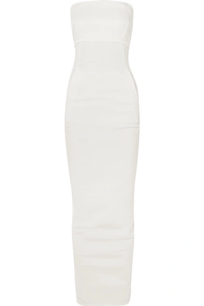 Shop Rick Owens Strapless Textured Cotton-blend Crepe Gown In White