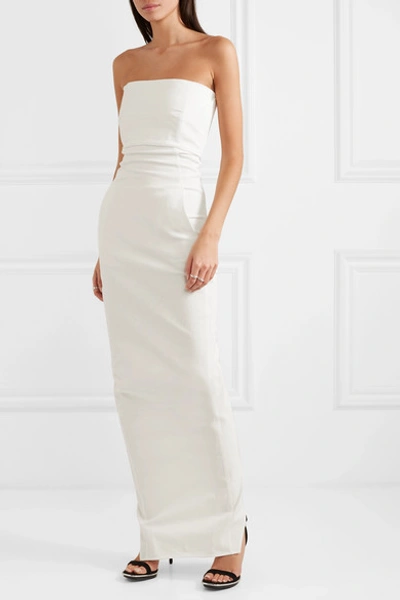 Shop Rick Owens Strapless Textured Cotton-blend Crepe Gown In White