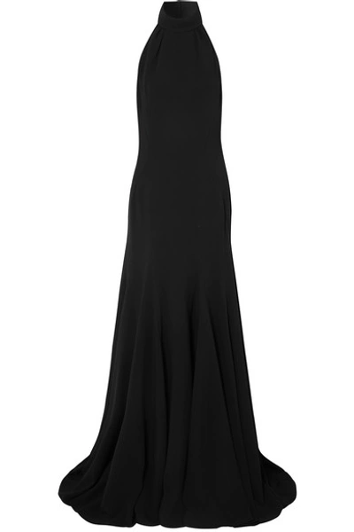 Shop Stella Mccartney Halterneck Stretch-cady Gown In Black