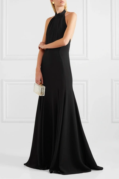 Shop Stella Mccartney Halterneck Stretch-cady Gown In Black