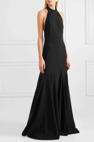 Shop Stella Mccartney Halterneck Stretch-cady Gown In Black