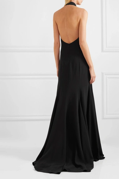 Shop Stella Mccartney Halterneck Stretch-cady Gown In Black