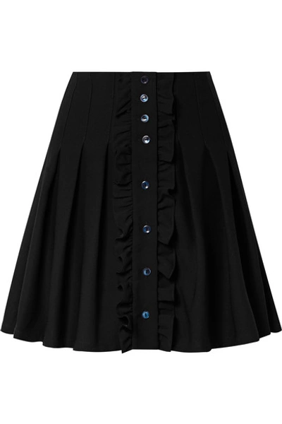 Shop Apc Victoria Ruffled Pleated Crepe Mini Skirt In Black