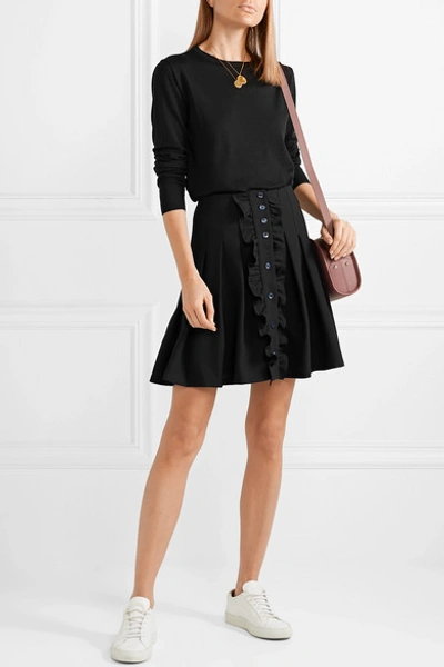 Shop Apc Victoria Ruffled Pleated Crepe Mini Skirt In Black
