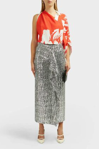 Shop Roland Mouret Lowit Sequin Pencil Skirt In Silver