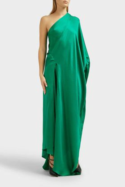 Shop Roland Mouret Ritts One-shoulder Asymmetric Dress, L In Green