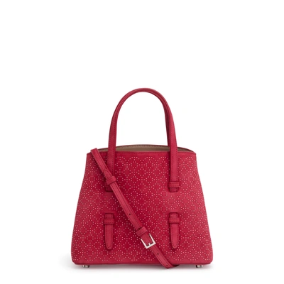 Shop Alaïa Red Suede Studded Mini Tote Bag