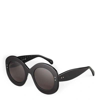 Shop Alaïa Black Round Acetate Sunglasses