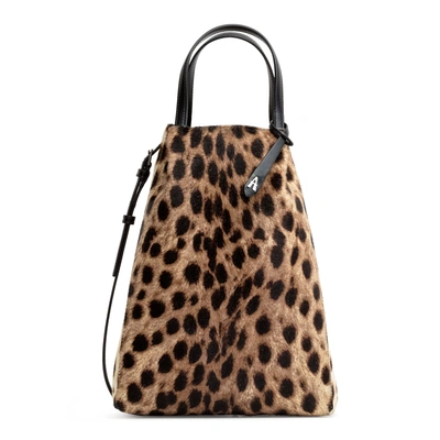 Shop Alaïa Leopard Print Bucket Bag In Brown/black/beige