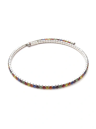 Shop Miu Miu Crystal Embellished Choker In Multi