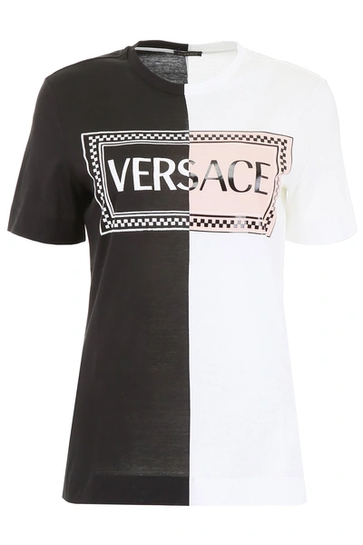 Shop Versace Contrast Colour Logo T In White Black Pink