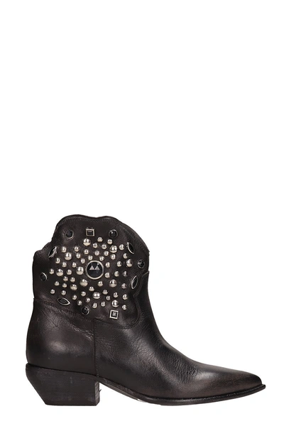 Shop Elena Iachi Black Leather Ankle Boots
