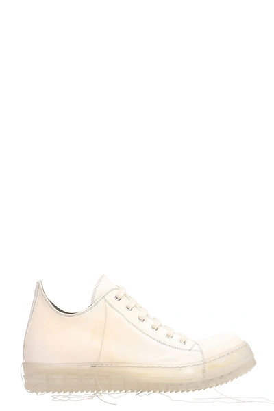 Shop Rick Owens Black Fabric Low Sneakers In White