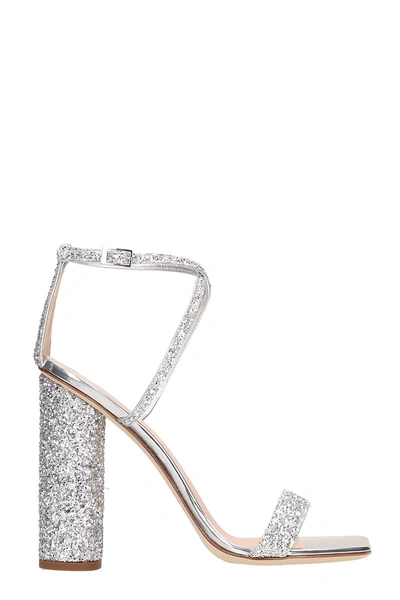 Shop Giuseppe Zanotti Silver Glitter Tara Sandals