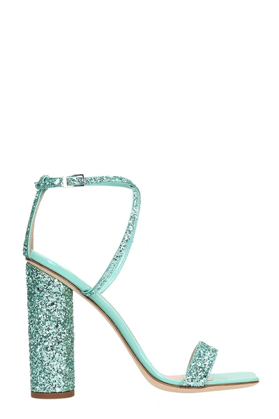 Shop Giuseppe Zanotti Green Glitter Tara Sandals