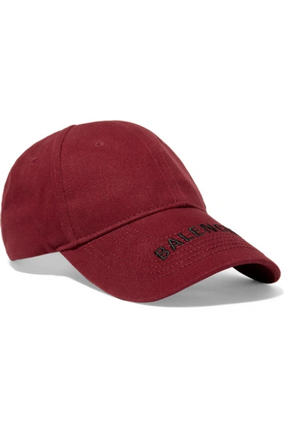 Shop Balenciaga Embroidered Cotton-twill Baseball Cap