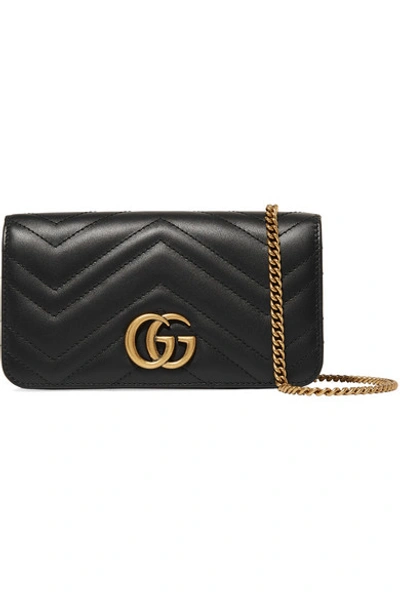 Shop Gucci Gg Marmont Mini Quilted Leather Shoulder Bag In Black