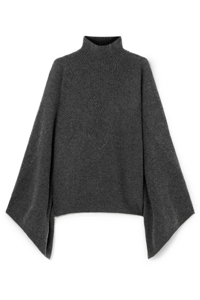 Shop Givenchy Cashmere Turtleneck Poncho In Gray