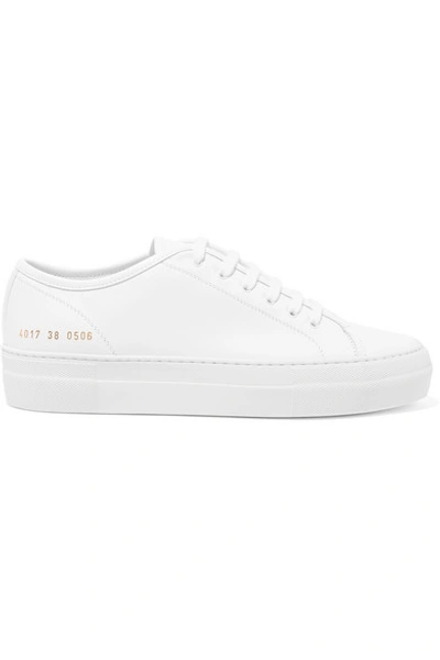 Shop Common Projects Tournament Leather Sneakers In White