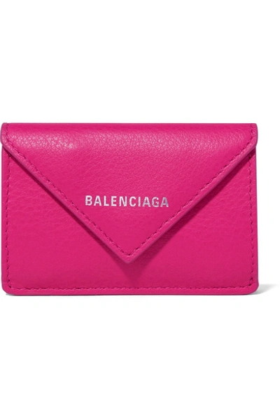 Shop Balenciaga Papier Mini Printed Textured-leather Wallet In Magenta