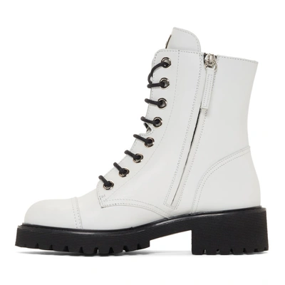 Shop Giuseppe Zanotti White Birel Combat Boots