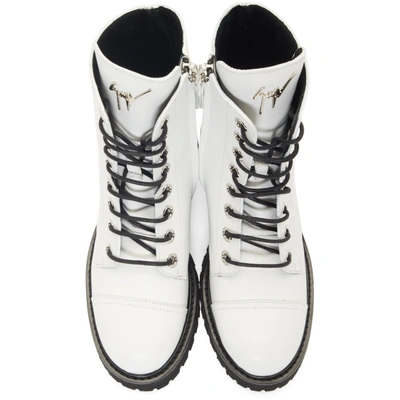 Shop Giuseppe Zanotti White Birel Combat Boots
