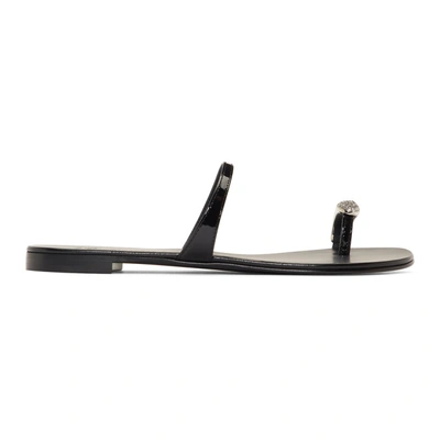 Shop Giuseppe Zanotti Black Patent Ring Sandals