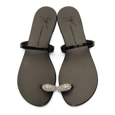 Shop Giuseppe Zanotti Black Patent Ring Sandals