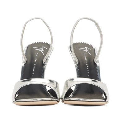 Shop Giuseppe Zanotti Silver Patent Kellen Sandals