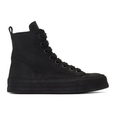 Shop Ann Demeulemeester Black Suede High-top Sneakers