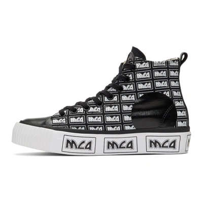 Shop Mcq By Alexander Mcqueen Mcq Alexander Mcqueen Black Metal Logo Platform High-top Sneakers In 1070 Blk/wt