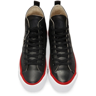 Shop Mcq By Alexander Mcqueen Mcq Alexander Mcqueen Black And White Metal Logo Platform High-top Sneakers In 1000 Black