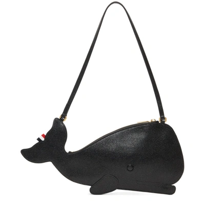Shop Thom Browne Black Whale Icon Flat Clutch Bag In 001 Black