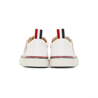 Shop Thom Browne White 4-bar Toe Cap Sneakers In 960 Whitred