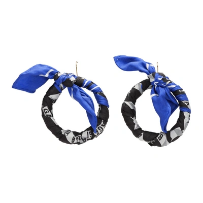 Shop Balenciaga Black & Blue Scarf Hoop Earrings