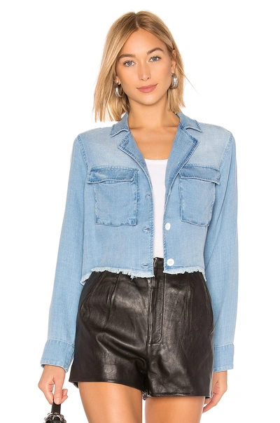Shop Bella Dahl Cropped Military Jacket In Blue. In Clearwater Wash