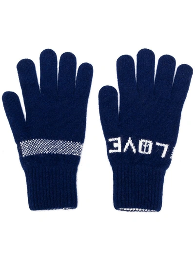 Shop Paul Smith Peace & Love Gloves In Blue