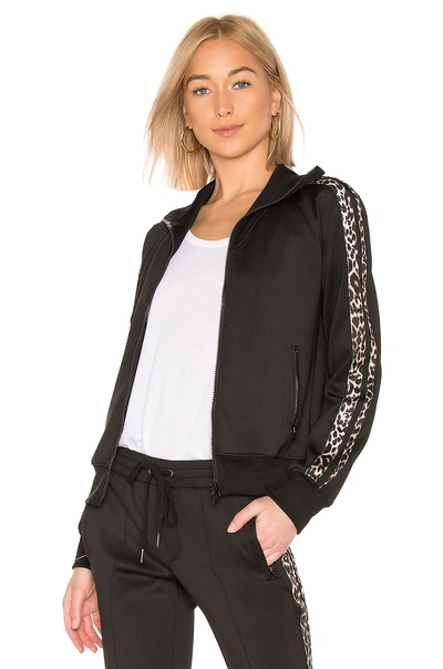 Shop Pam & Gela Leopard Stripe Track Jacket In Black