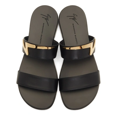 Shop Giuseppe Zanotti Black Logo Zak Sandals