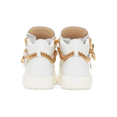 Shop Giuseppe Zanotti White Chain May London High-top Sneakers In White/gold