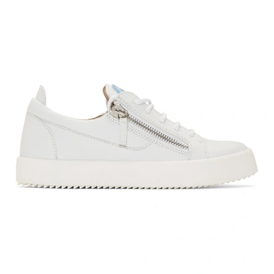 Shop Giuseppe Zanotti White And Blue Frankie May London Sneakers