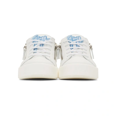 Shop Giuseppe Zanotti White And Blue Frankie May London Sneakers