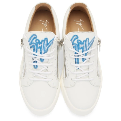 Shop Giuseppe Zanotti White And Blue Frankie May London Sneakers