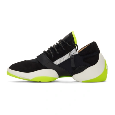 Shop Giuseppe Zanotti Black And White Suede Light Jump Sneakers In Blk/wht/ylw