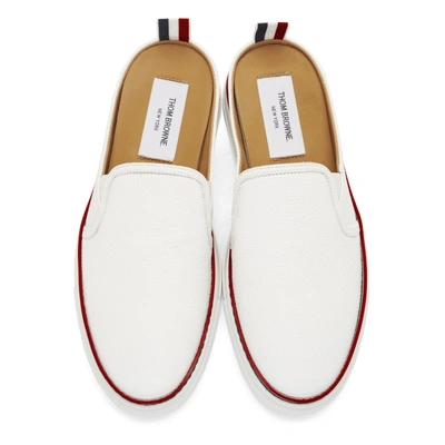 Shop Thom Browne White Slide Slip-on Sneakers In 100 White